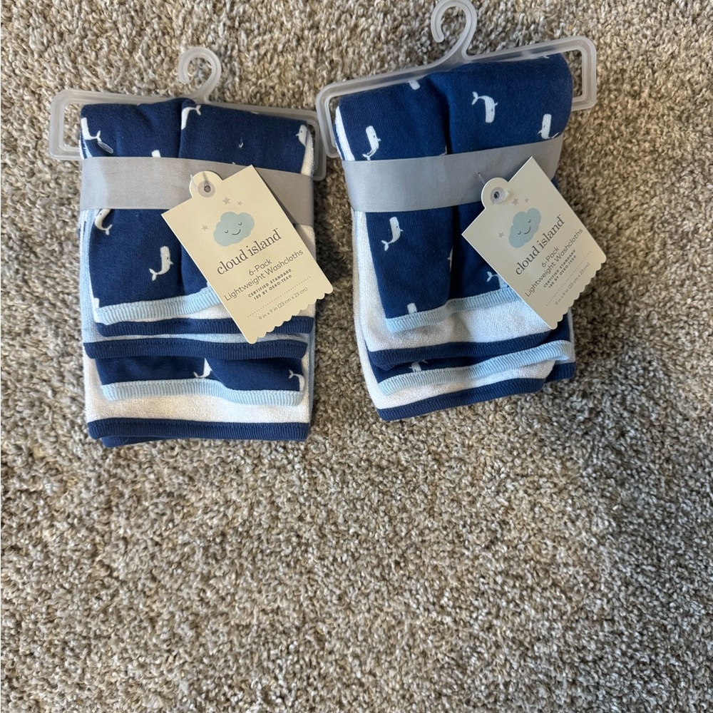 Cloud Island Blue and White Baby Towels